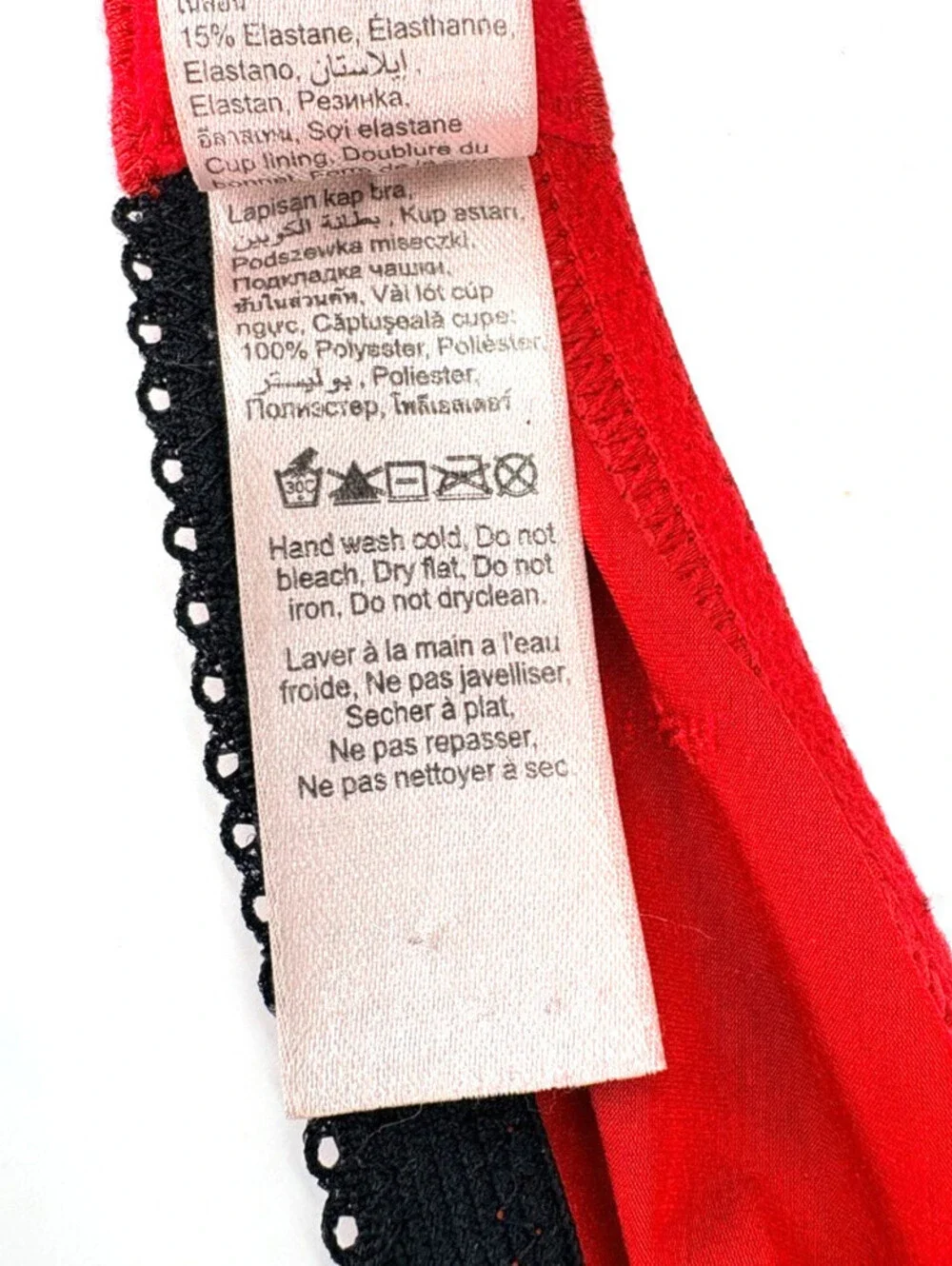 La Senza Fancy Red Bra Lace Underwire Ribbon 36C